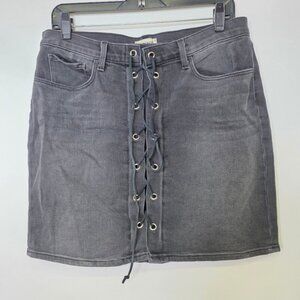 L'Agence Portia Front Lace Up Skirt Vintage Black